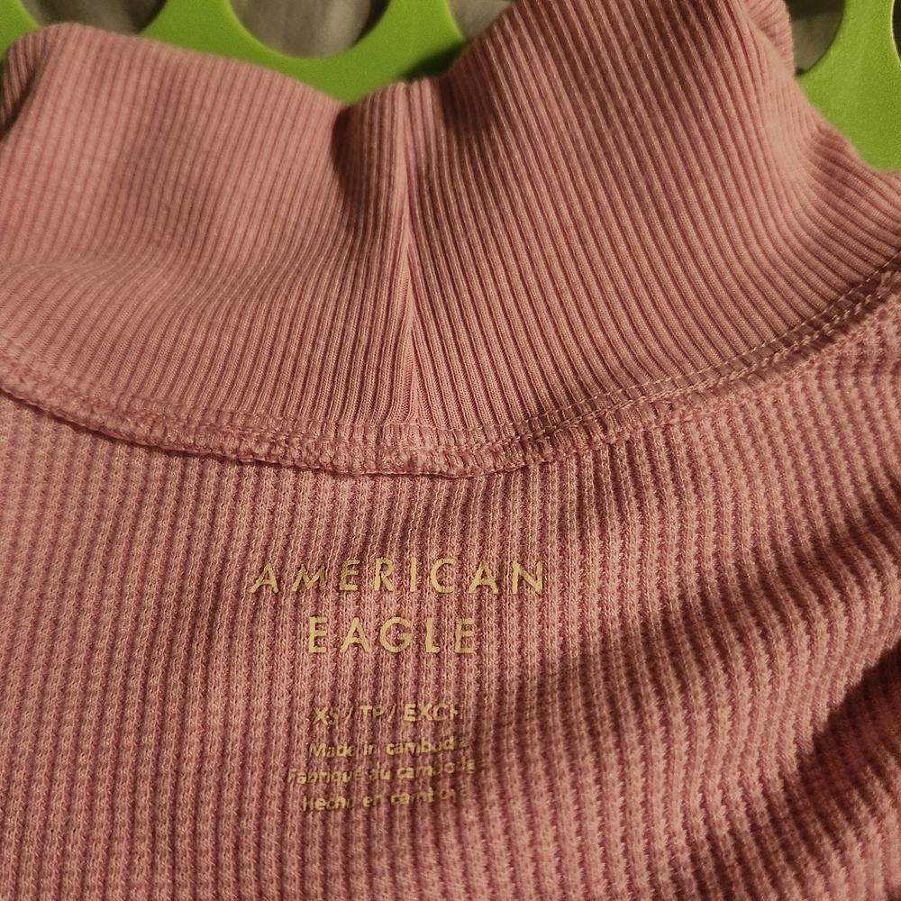 American Eagle Outfitters Soft Pink Ribbed Long Sleeve Tee - Picture 3 of 4